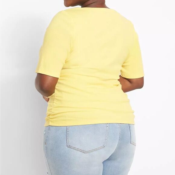 Lane Bryant - Boat Neck Side Ruched RibTee - Picture 2 of 5